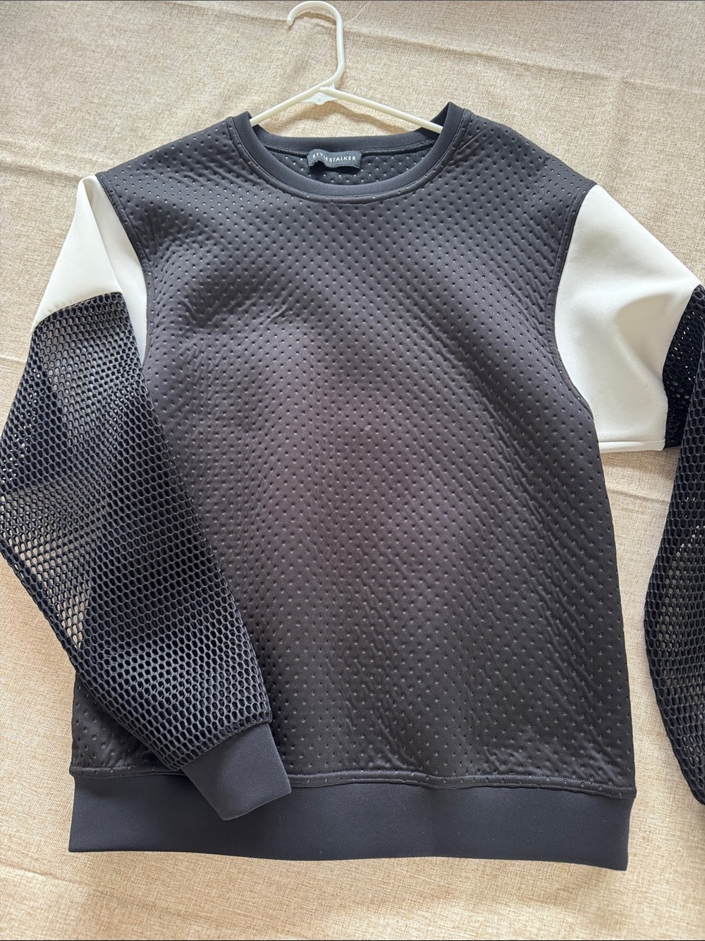 Stylestalker Black and White Textured Crewneck Sweater